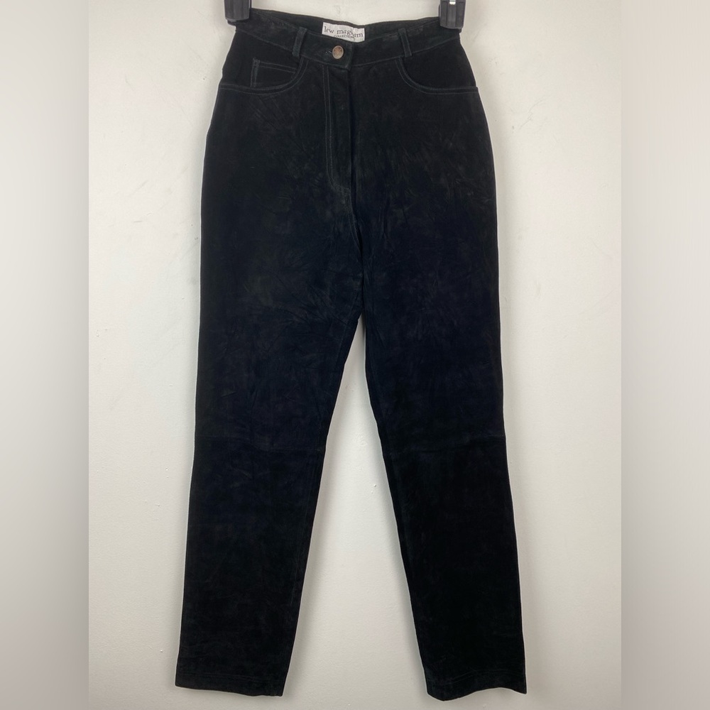 Vintage Lew Magram size 4 Women’s Black Suede Leather High Rise Pants